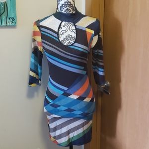 Long Sleeve Multi Print Dress